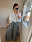 Waffle Button Top - White