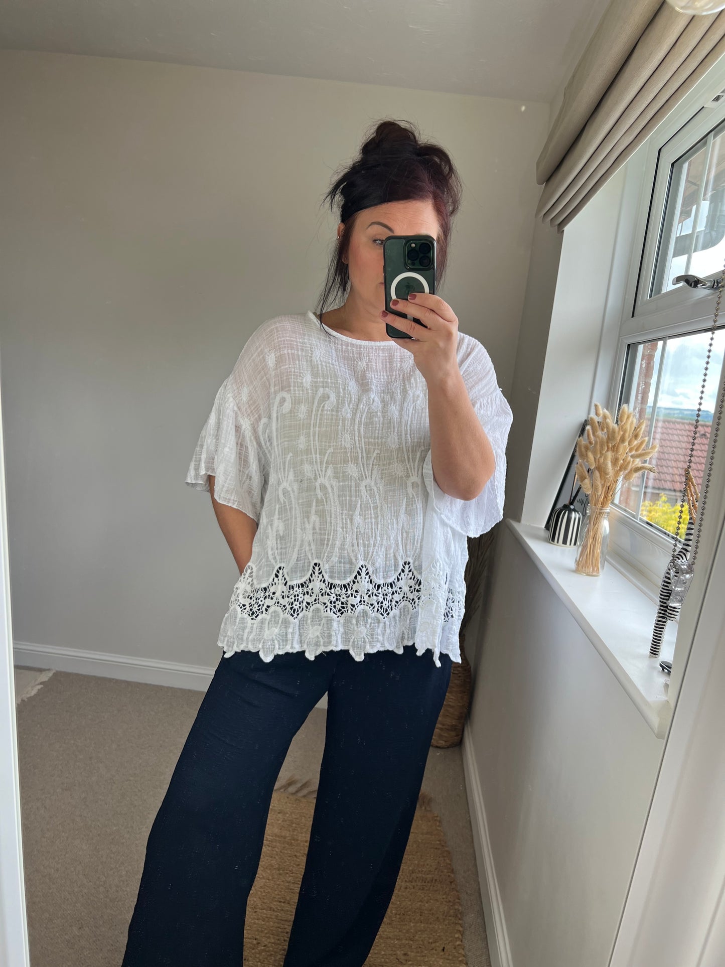 Cotton Kaftan Top - White