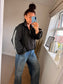 Stripe Bomber Jacket - Black