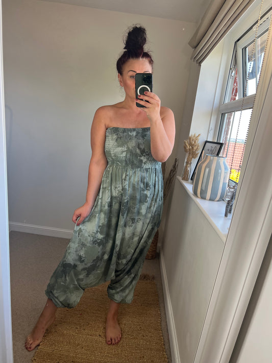 Hareem Strapless Jumpsuit - Khaki