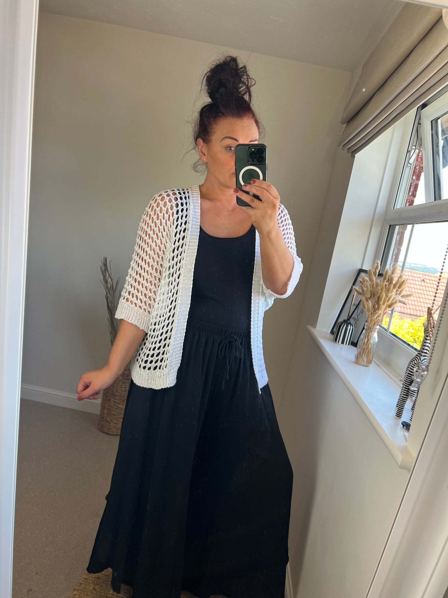 Crochet Open Cardi - White