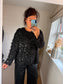Shaggy Sequin Jacket - Black
