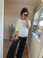 Flower Cold Shoulder Top - White