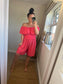 Shirred Waist Playsuit - Coral