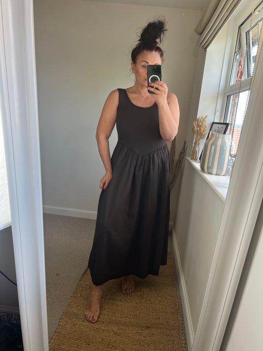 Ribbed Midi Dress - Chocolate