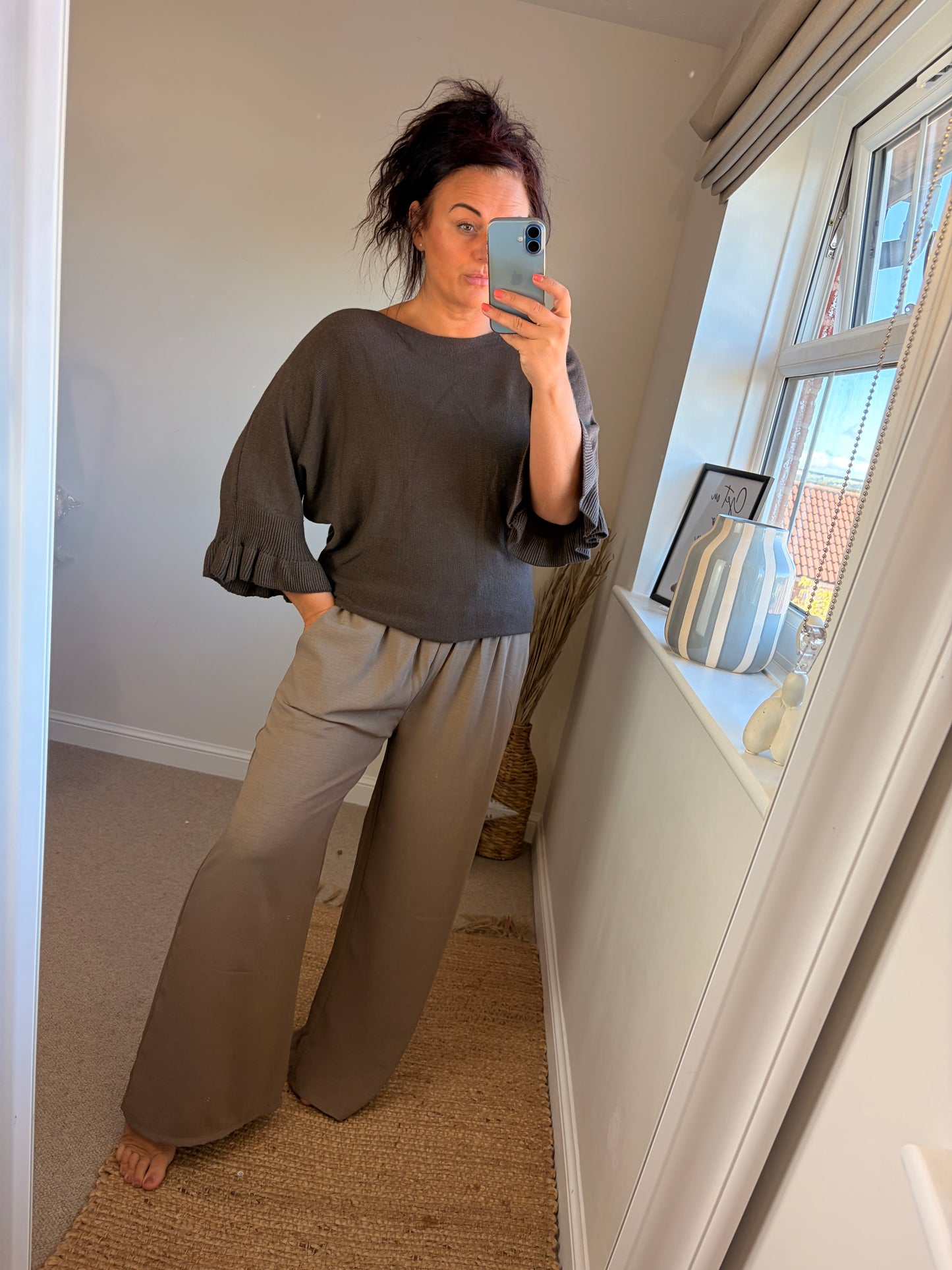 Flute Sleeve Jumper - Chocolate