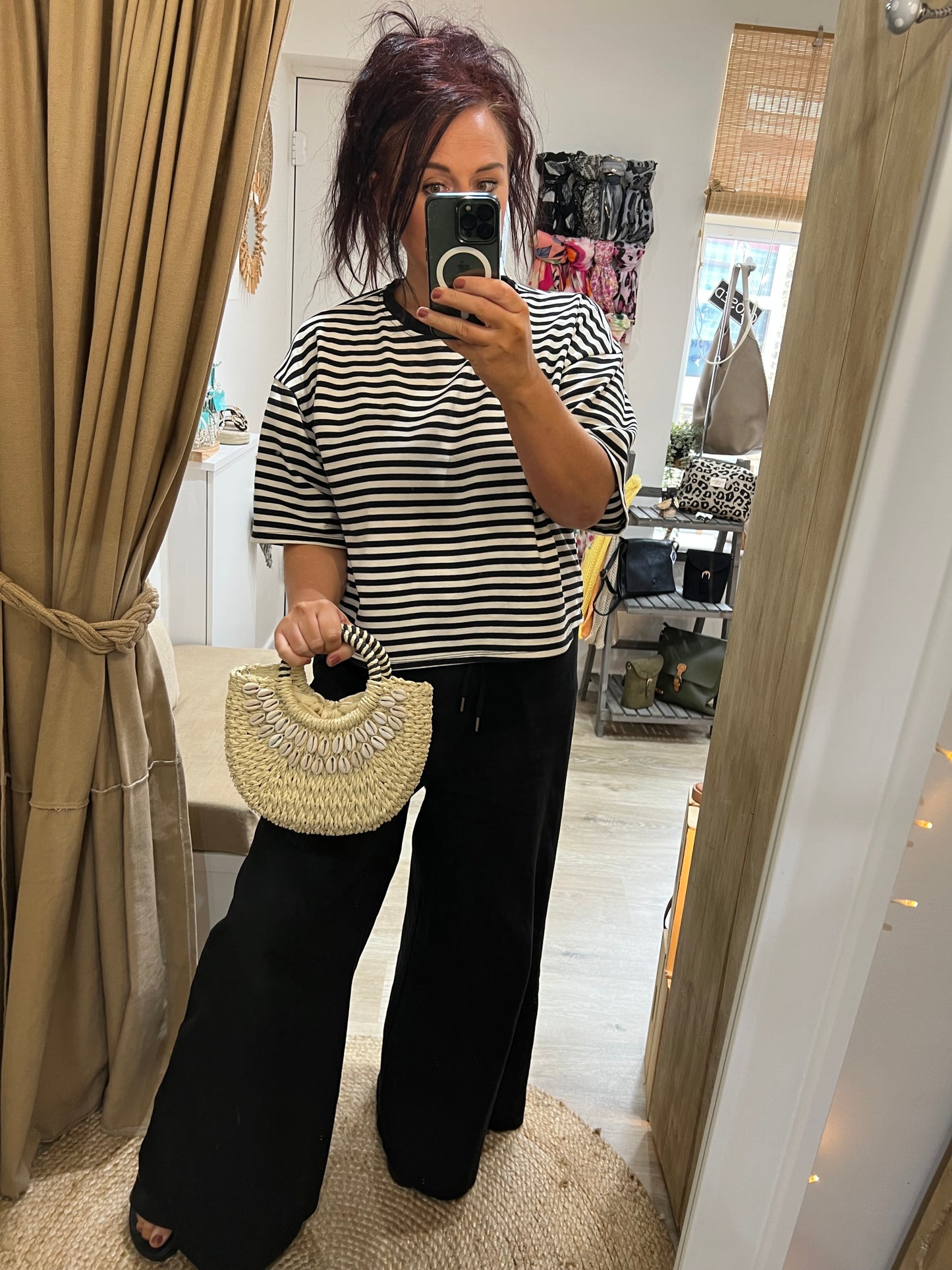 Straw Shell Bag - Cream