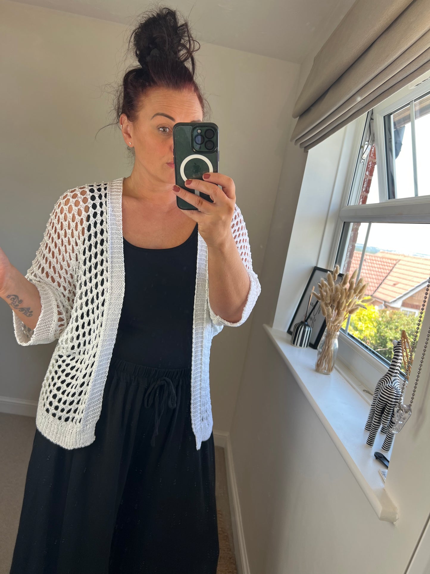 Crochet Open Cardi - White
