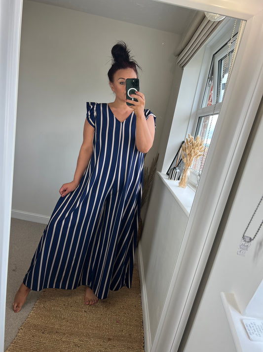 Stripe Jumpsuit - Navy