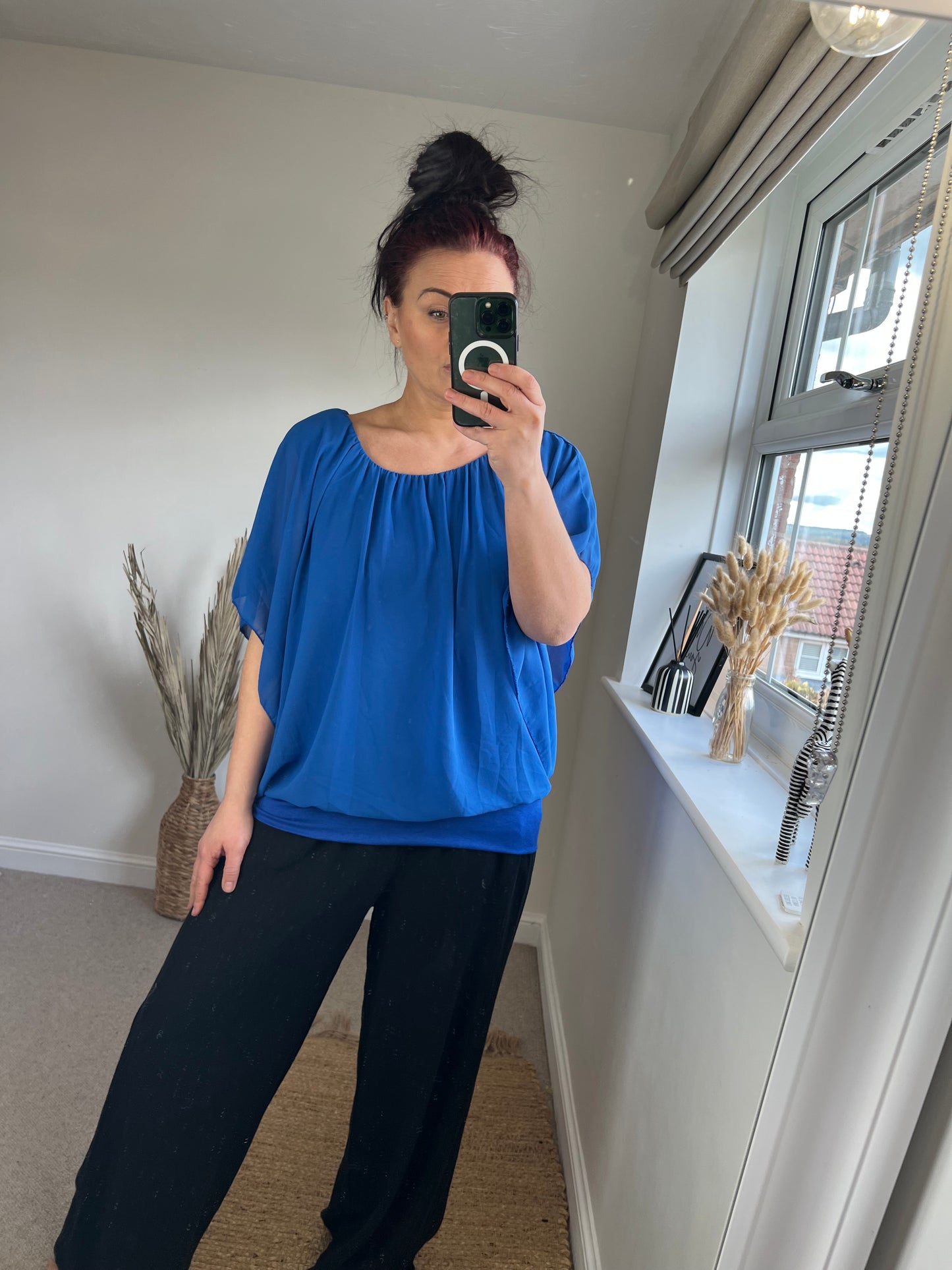 Batwing Double Layer Top - Cobalt