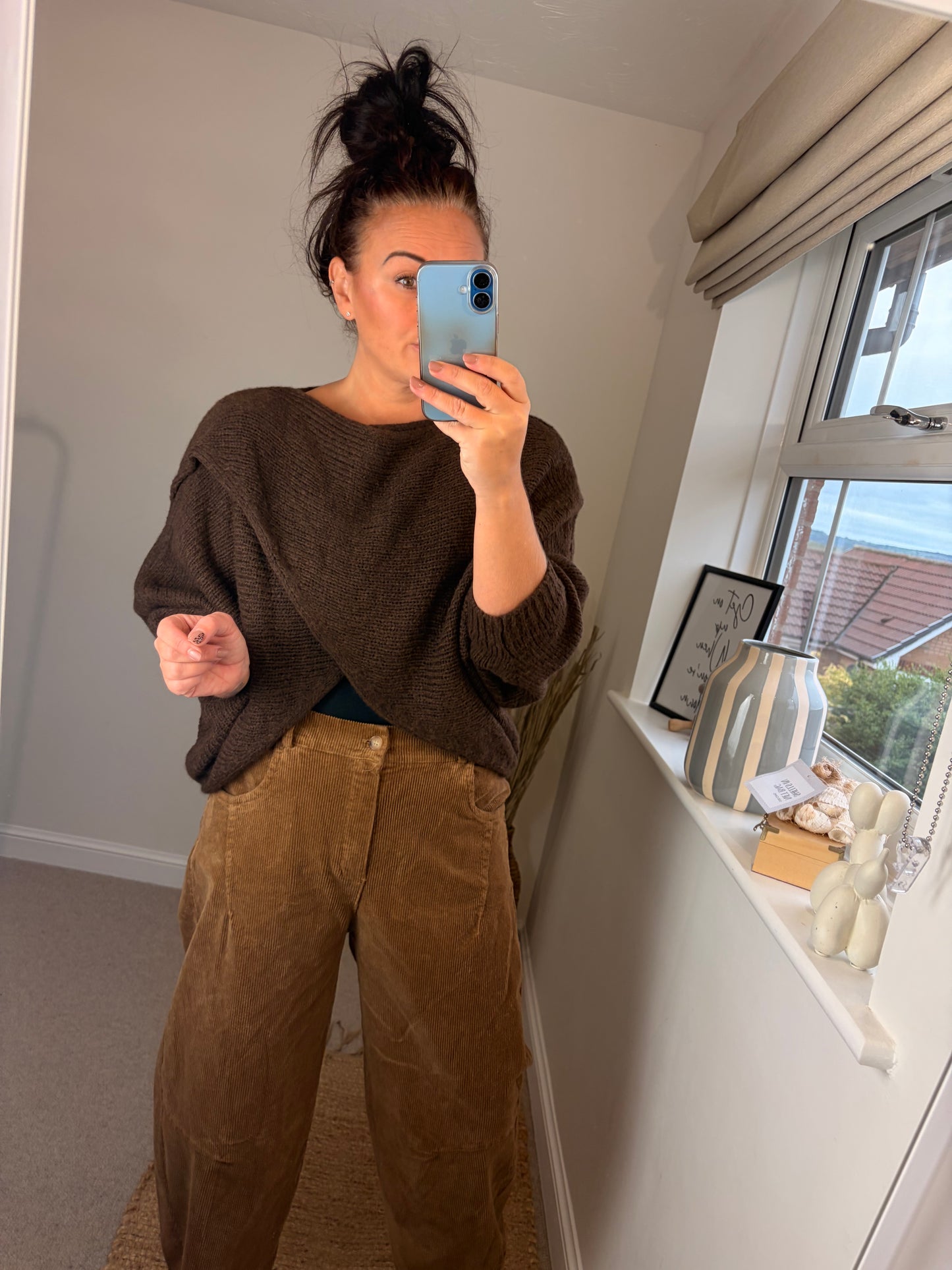 Chunky Knit Wrap Jumper - Chocolate