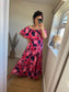 Bardot Dress - Cerise