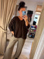 V Neck Stitch Jumper - Chocolate