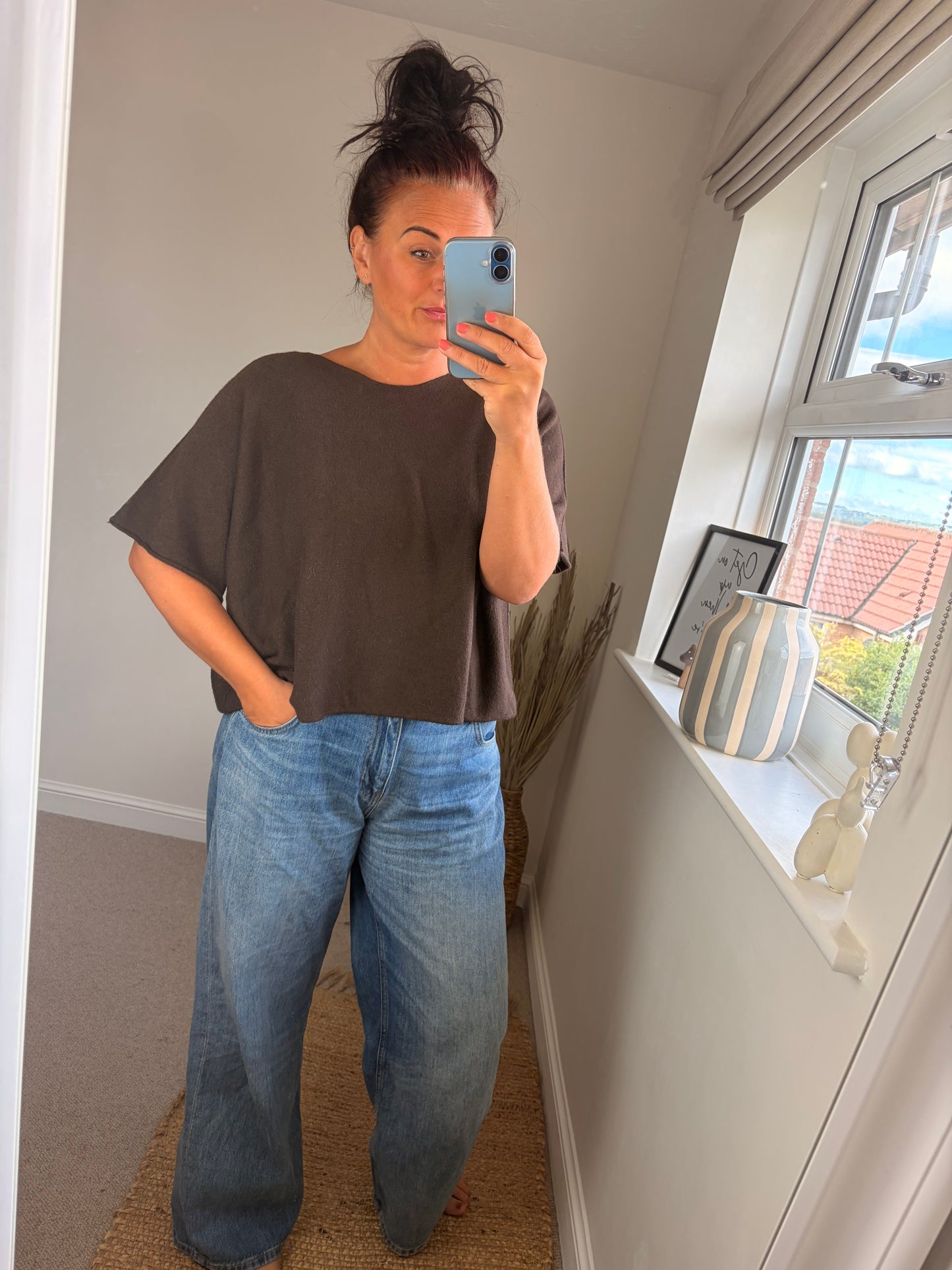 Boxy Short Sleeve Jumper - Chocolate