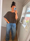 Boxy Short Sleeve Jumper - Chocolate