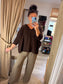 V Neck Stitch Jumper - Chocolate