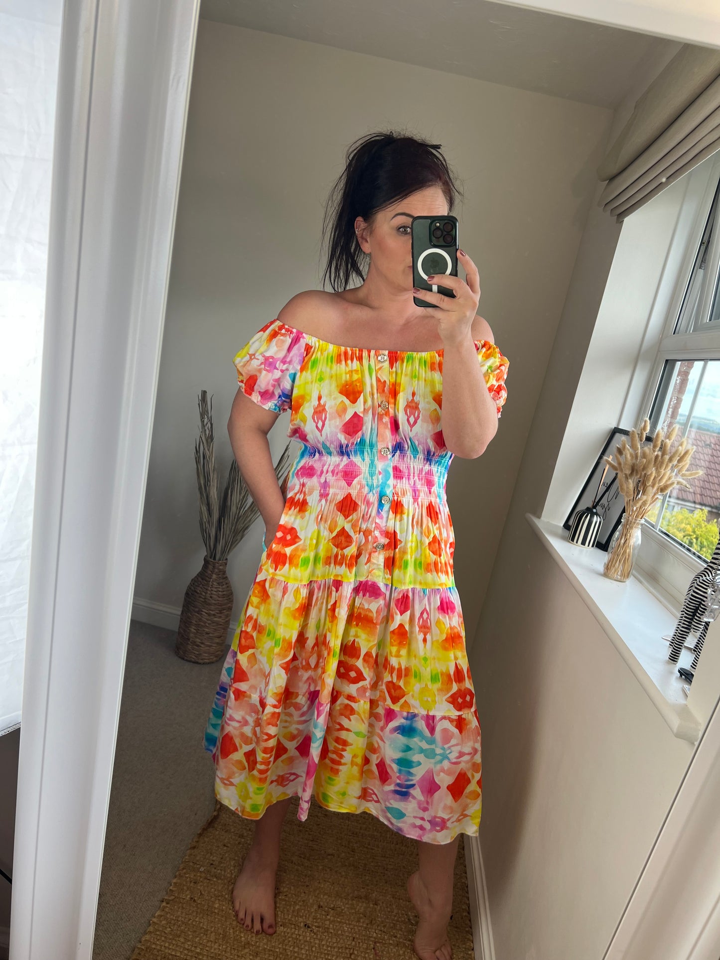 STEVIE Midi Button Dress - Yellow