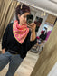 Handkerchief Triangle Scarf - Pink/Yellow Leopard