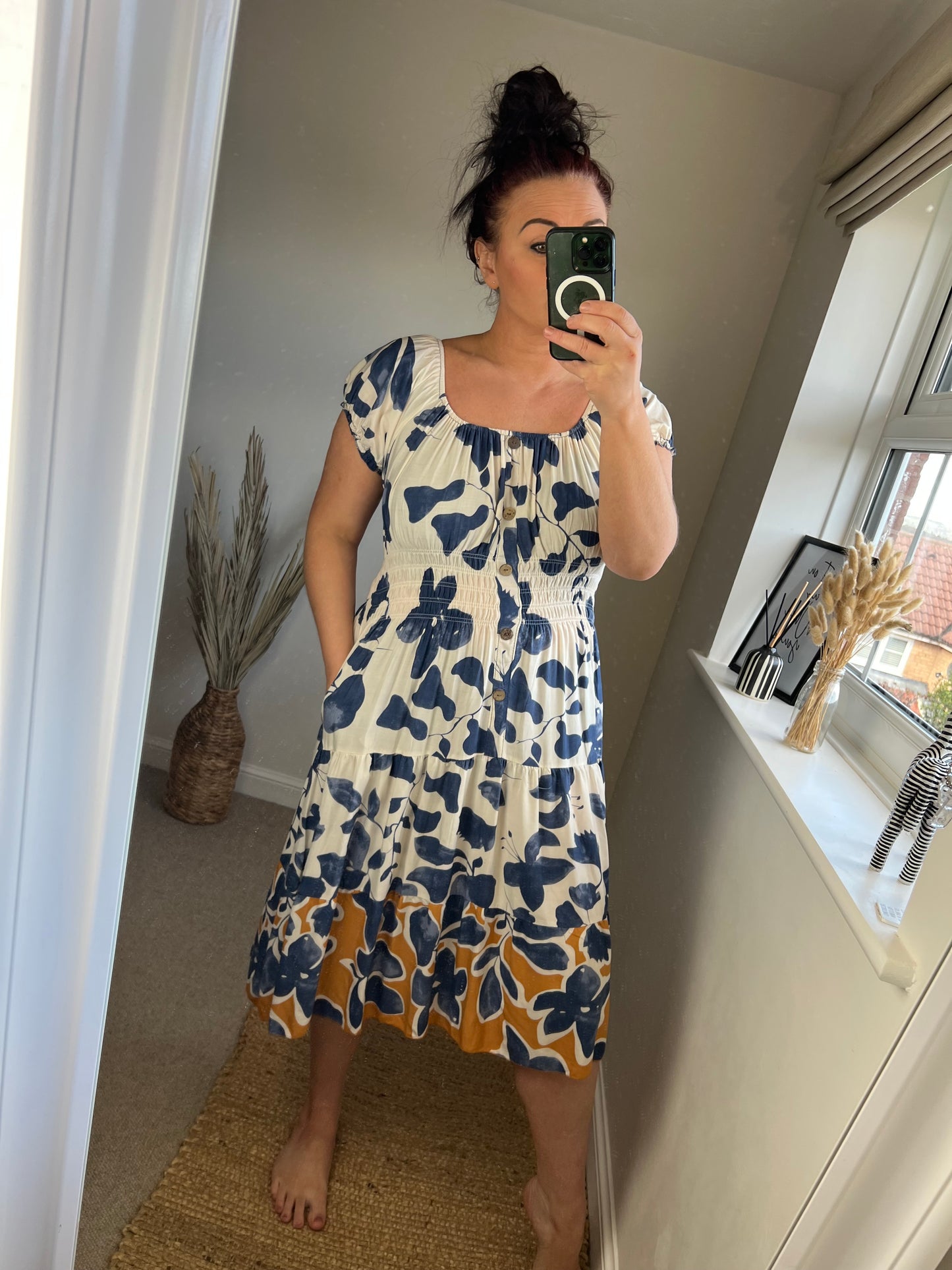 STEVIE Midi Button Dress - Bold Flowers