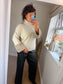 Faux Fur Cuffed Jumper - Cream
