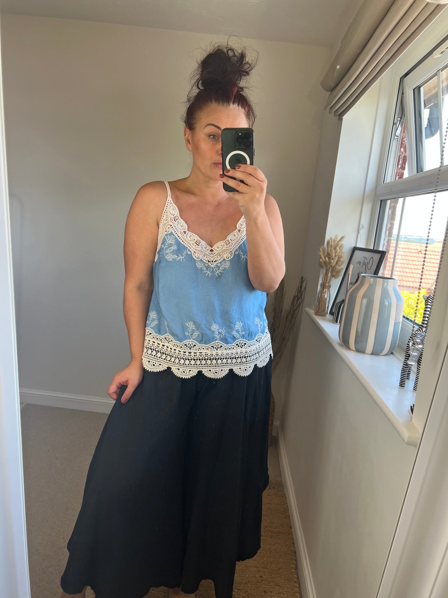 Crochet Cami Top - Blue