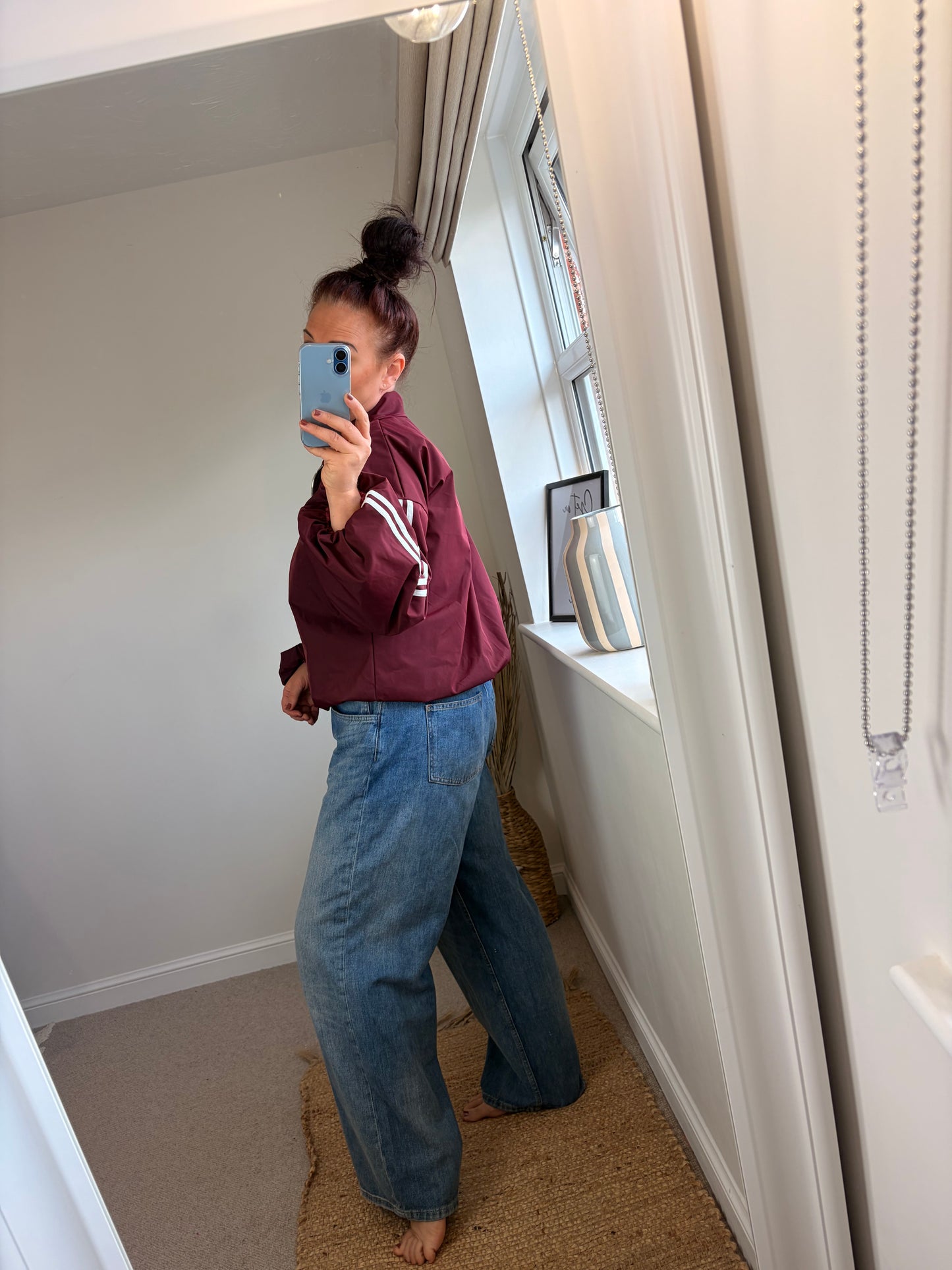 Stripe Bomber Jacket - Wine