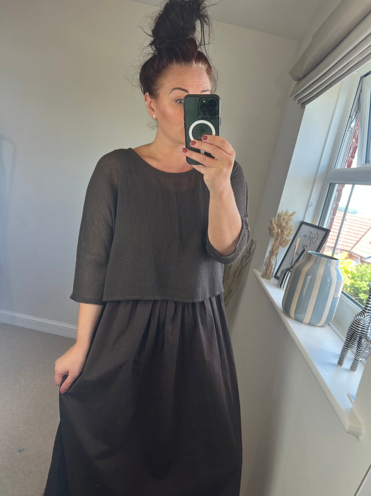 Mesh Cropped Top - Chocolate