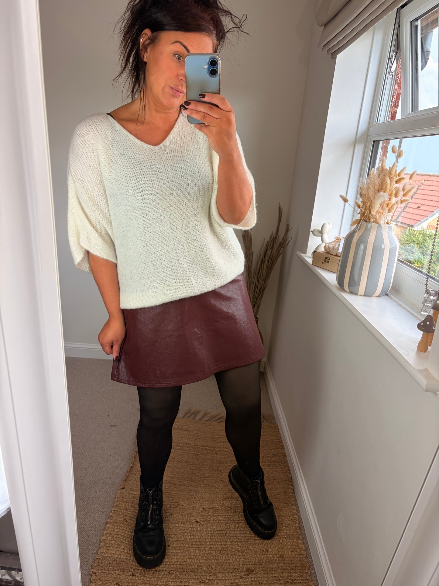 Faux Leather Skirt - Wine (2 sizes)