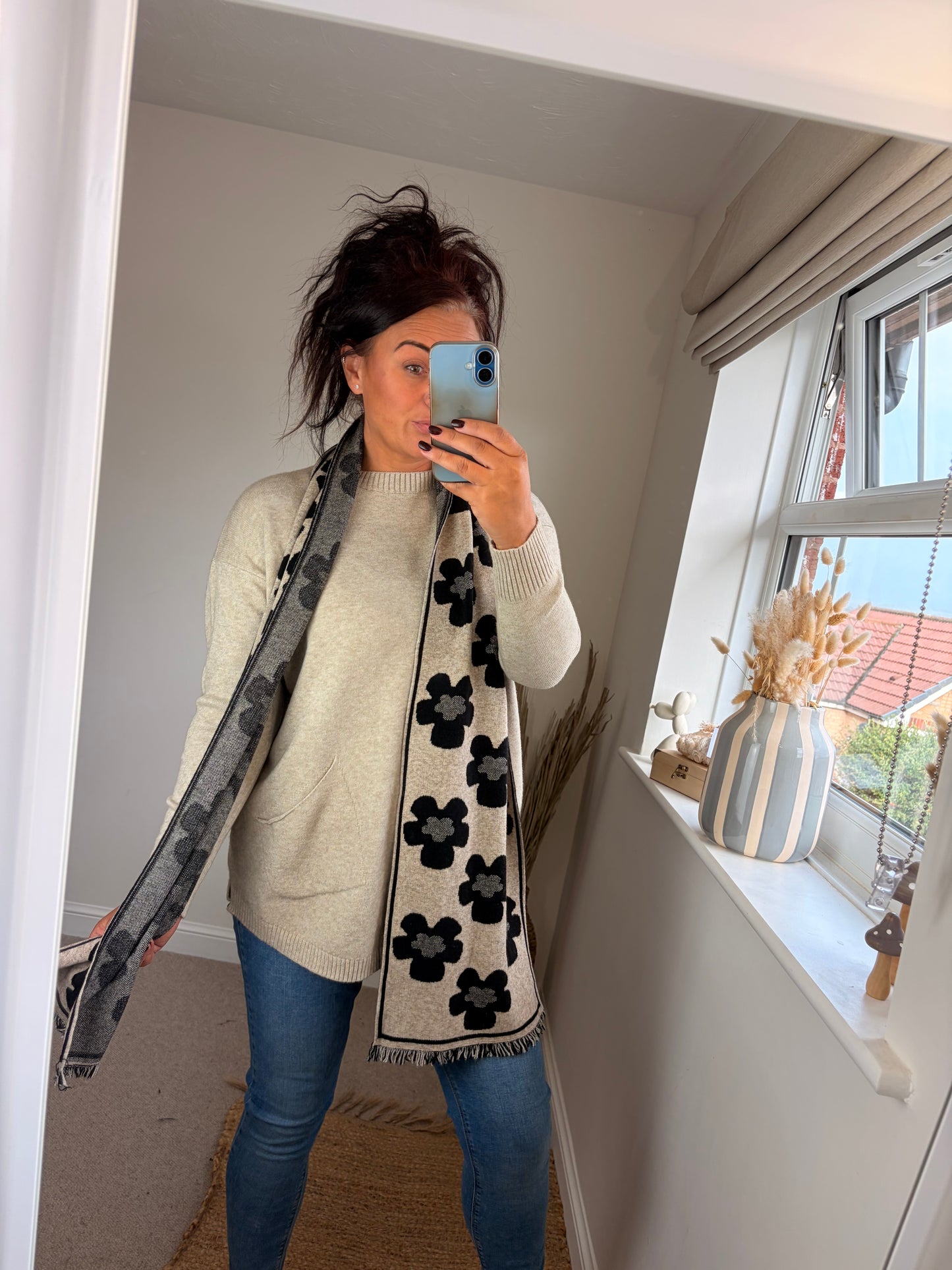 Jumper with Scarf - Beige