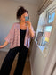 Open Knitted Cardigan - Blush