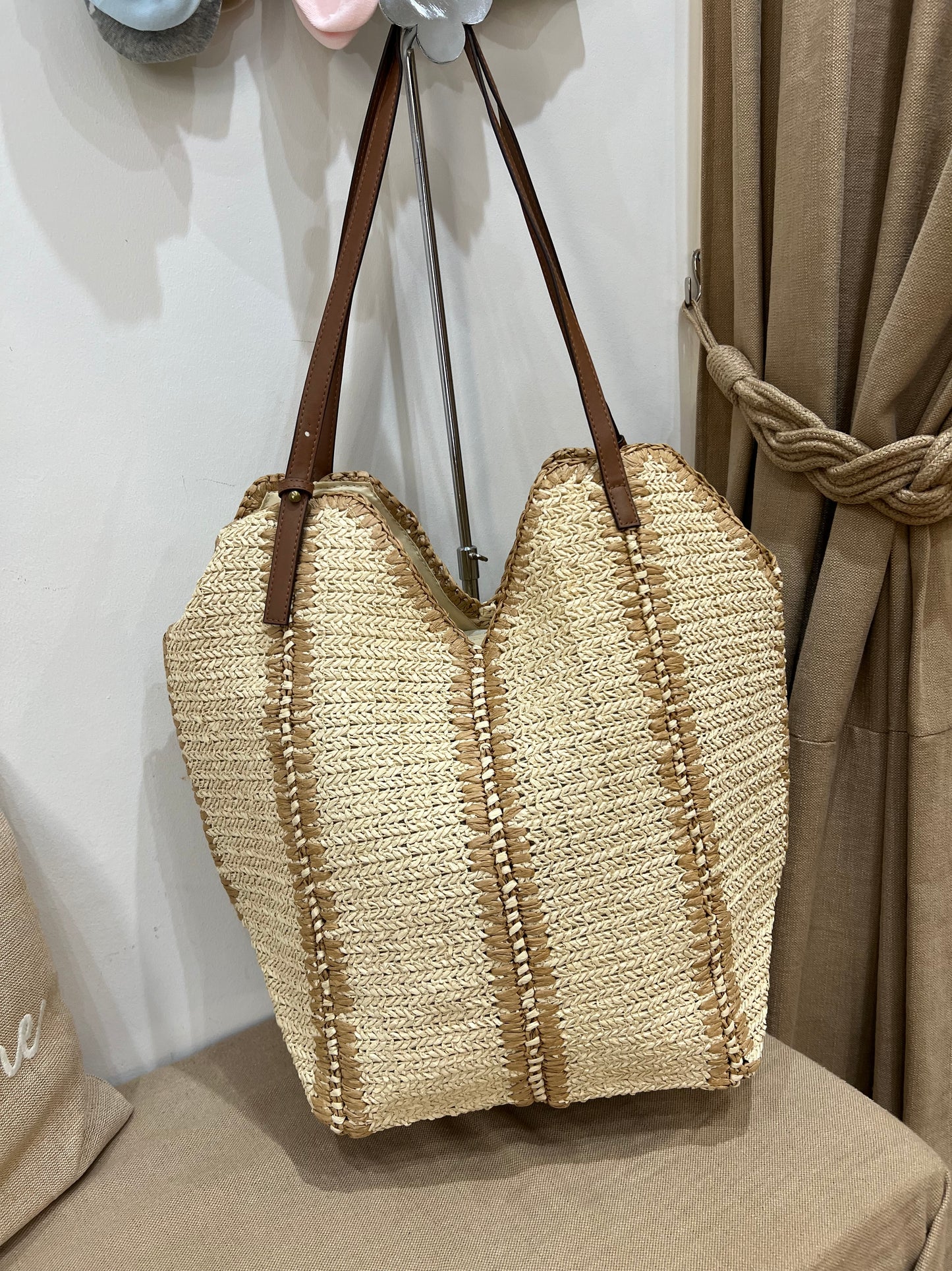 Straw Beach Bag - Cream