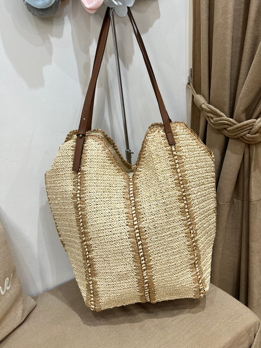 Straw Beach Bag - Cream