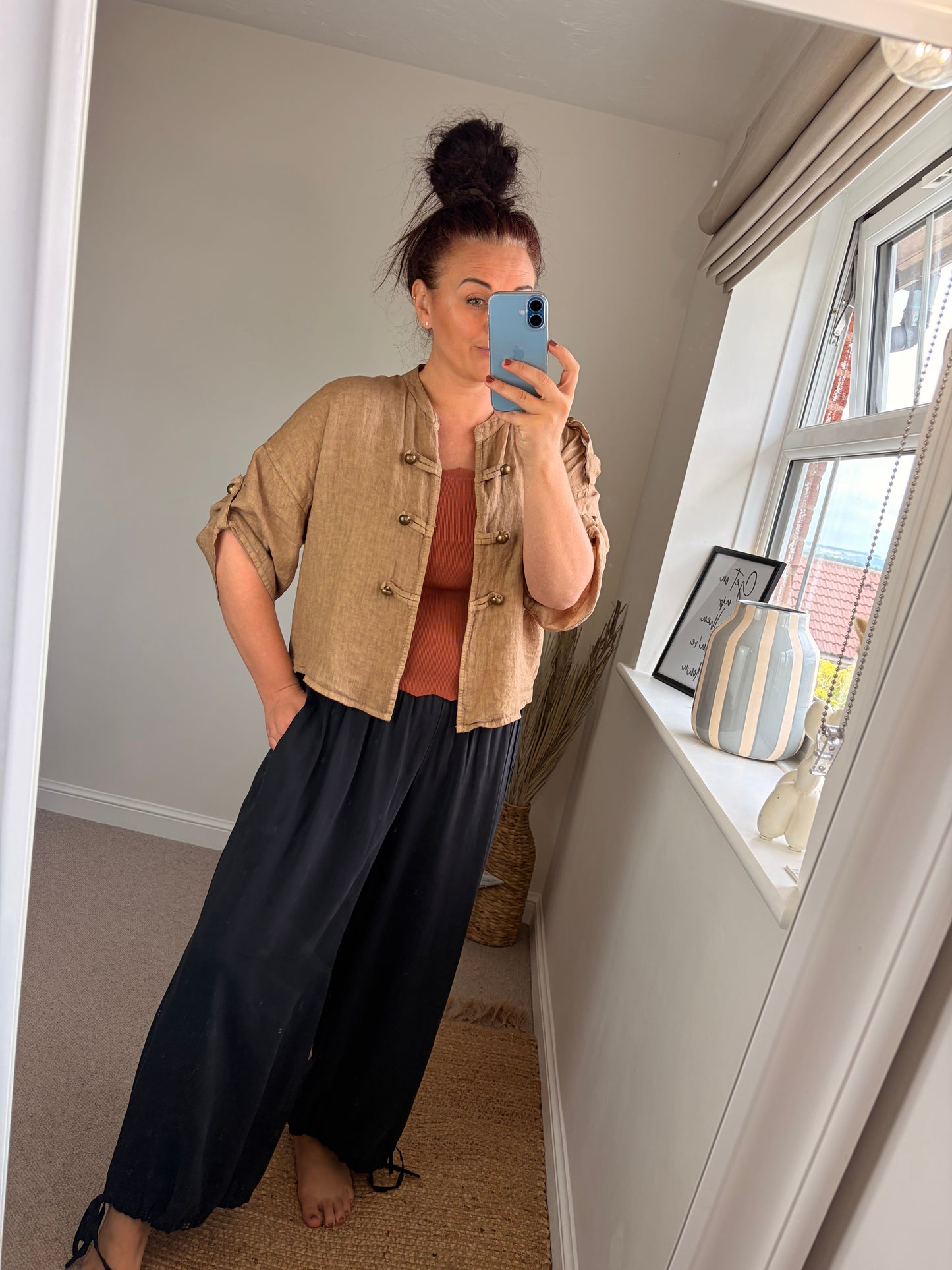 Linen Military Jacket - Camel