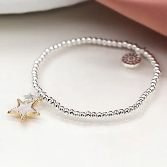 Peace Of Mind - Silver Plated Bracelet with Double Star