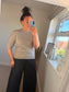 Cable Knit Short Sleeve Jumper - Oatmeal