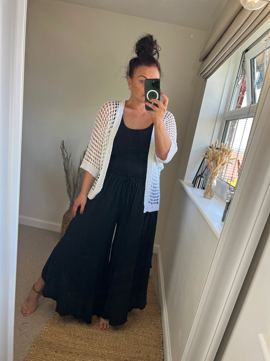 Crochet Open Cardi - White