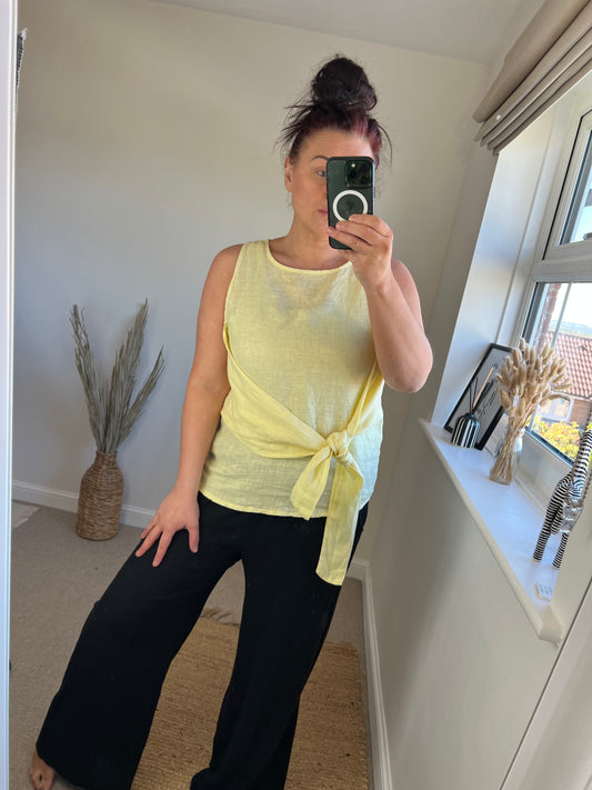 Linen Tie Top - Lemon