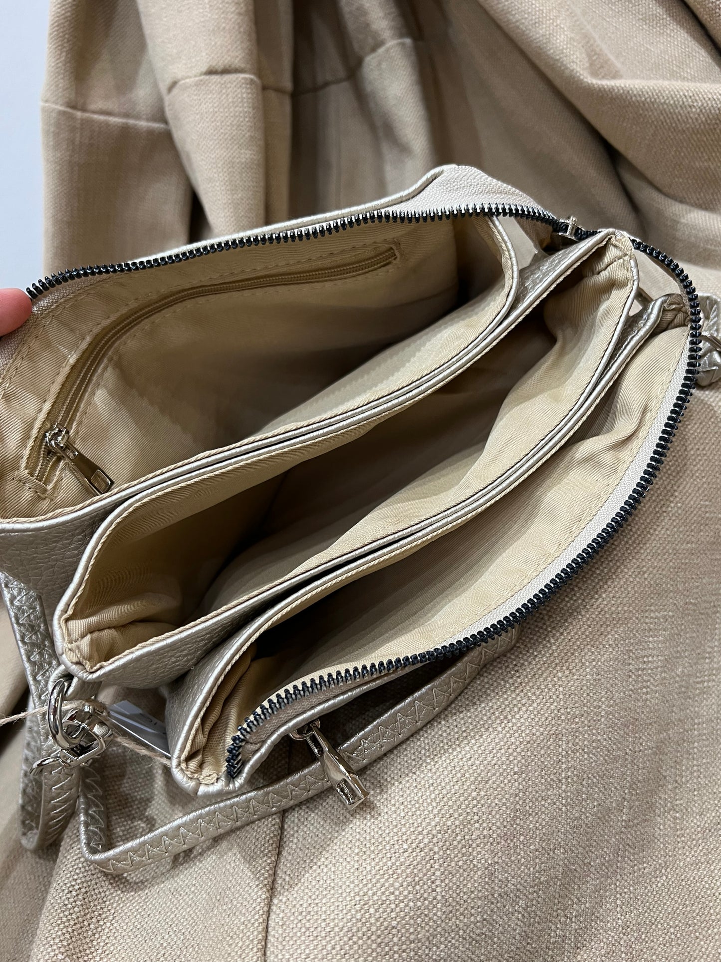 Multi Pocket Crossbody Bag - Gold