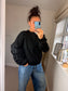 Ruched Sleeve Sweatshirt - Black