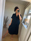 Crinkle Cotton Tunic Dress - Black