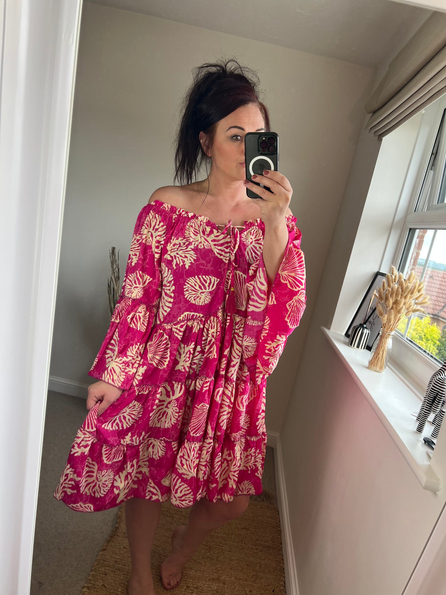 Shell Flare Dress - Cerise