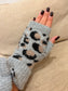 Leopard Fingerless Gloves - Grey