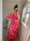 Belted Leopard Dress - Cerise
