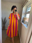 Striped Tunic Dress - Orange/Pink
