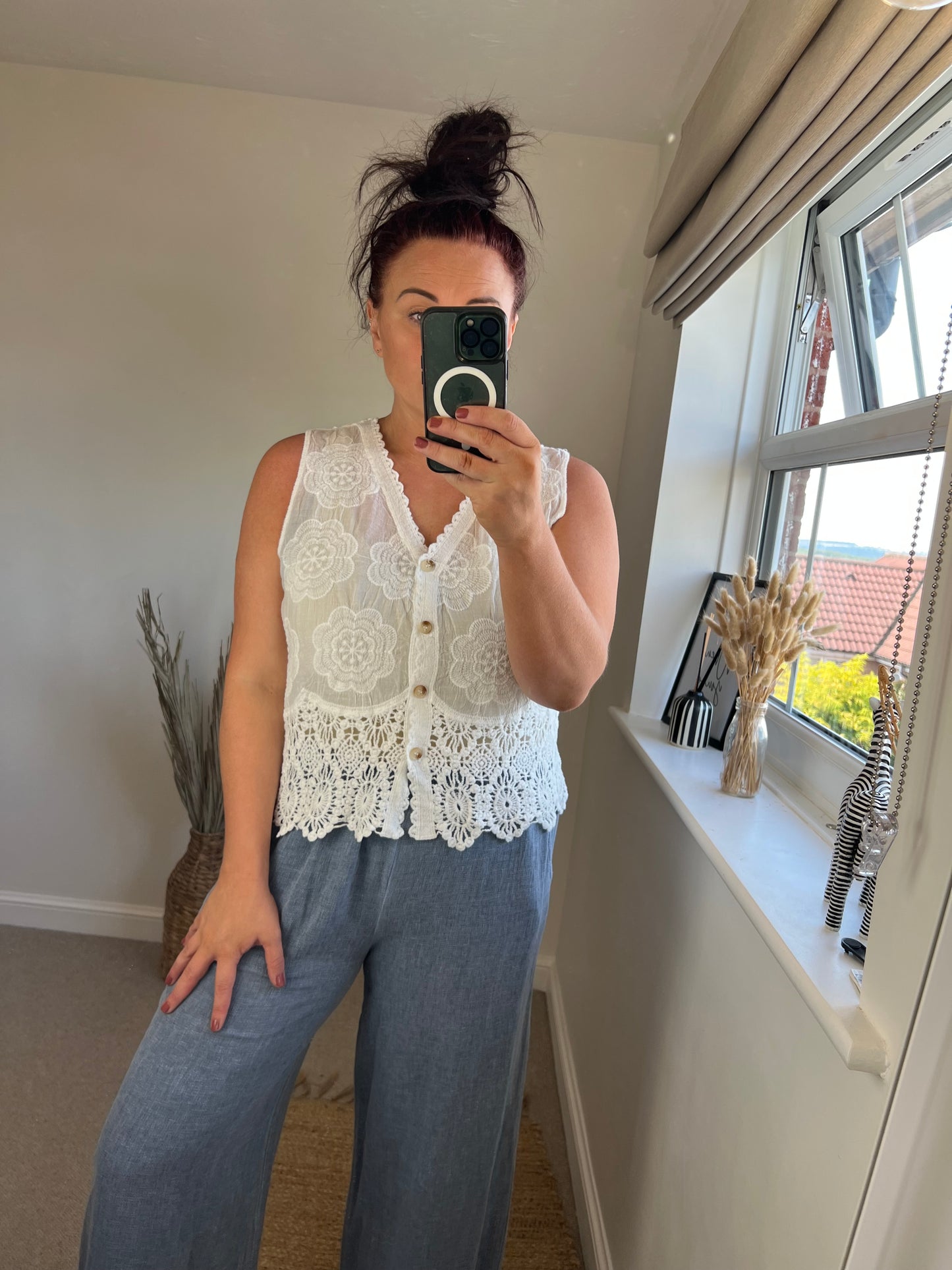 Crochet Lace Waistcoat- White