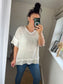 Raw Edge Mesh Top - Beige