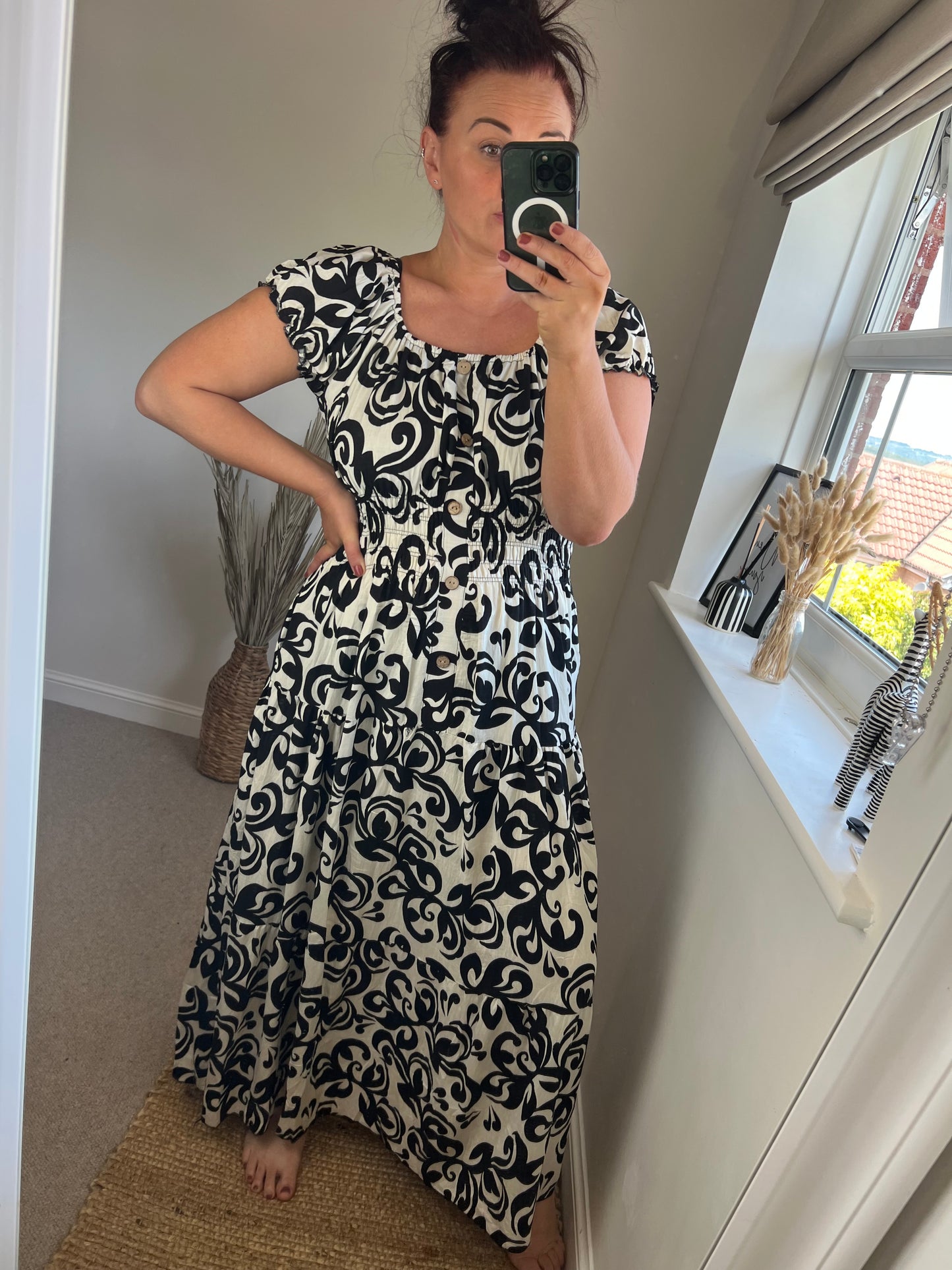 STEVIE Maxi Button Dress with Pockets - Black