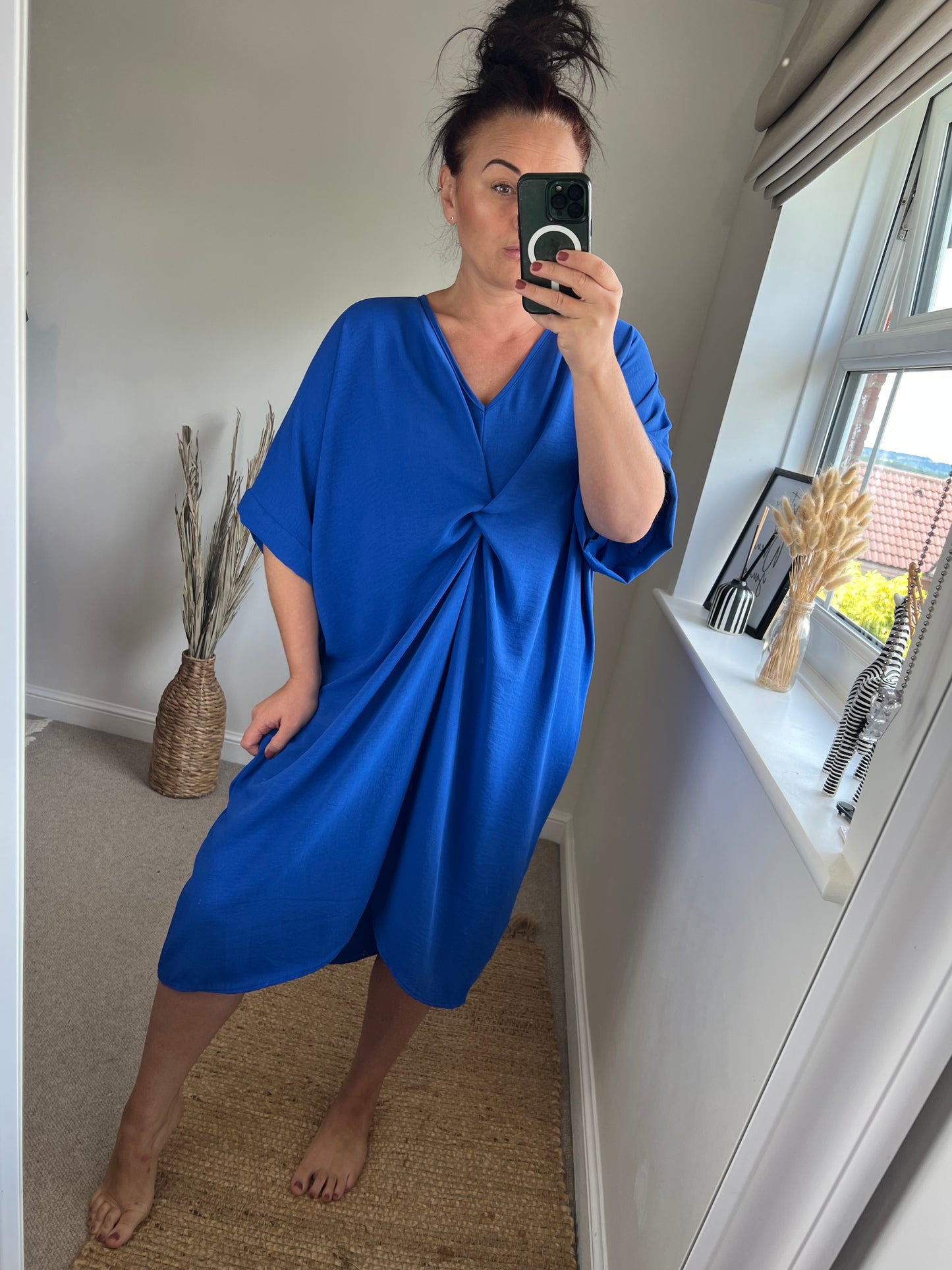 Twist Front Dress - Cobalt