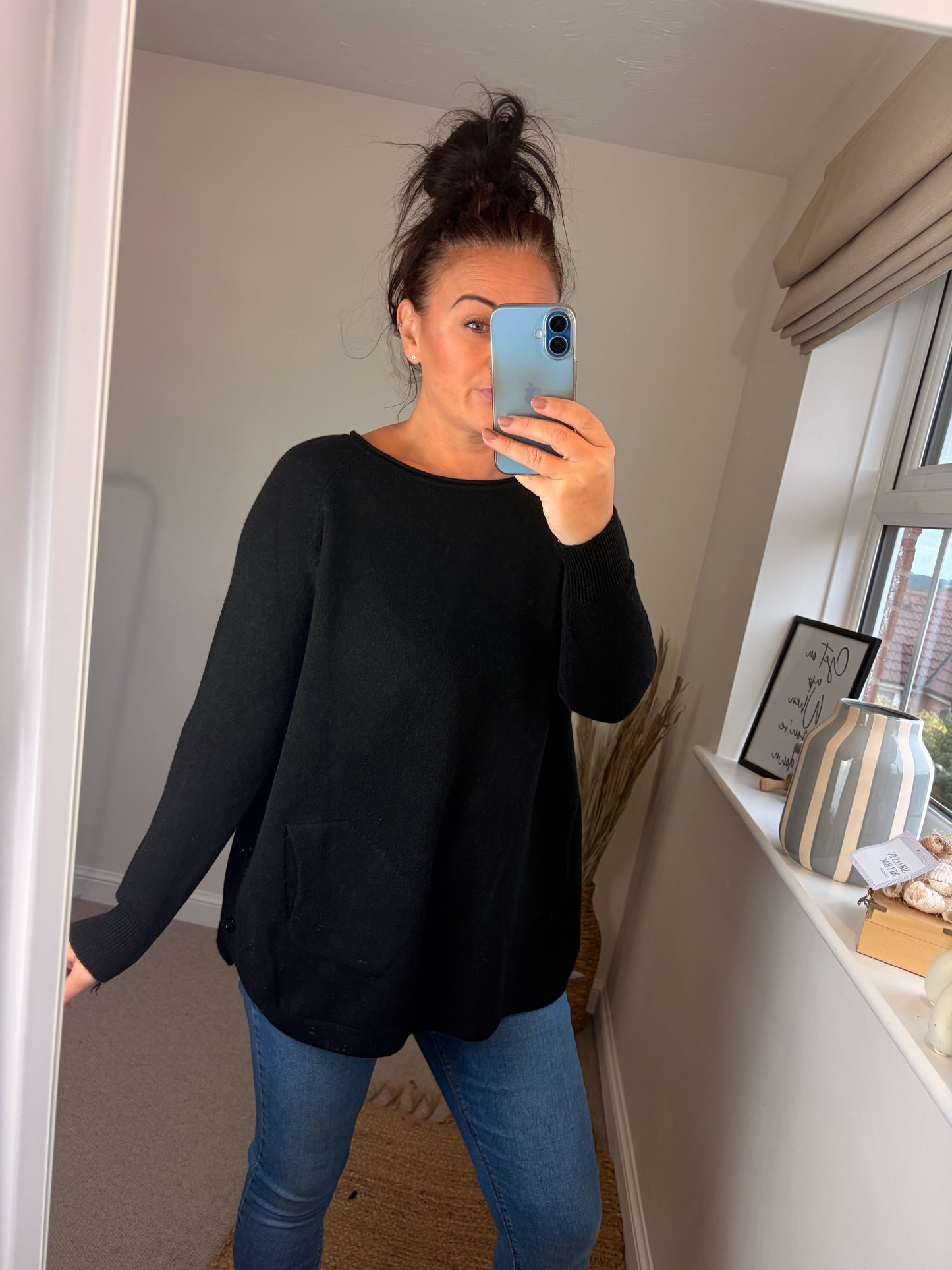 Button Side Jumper - Black