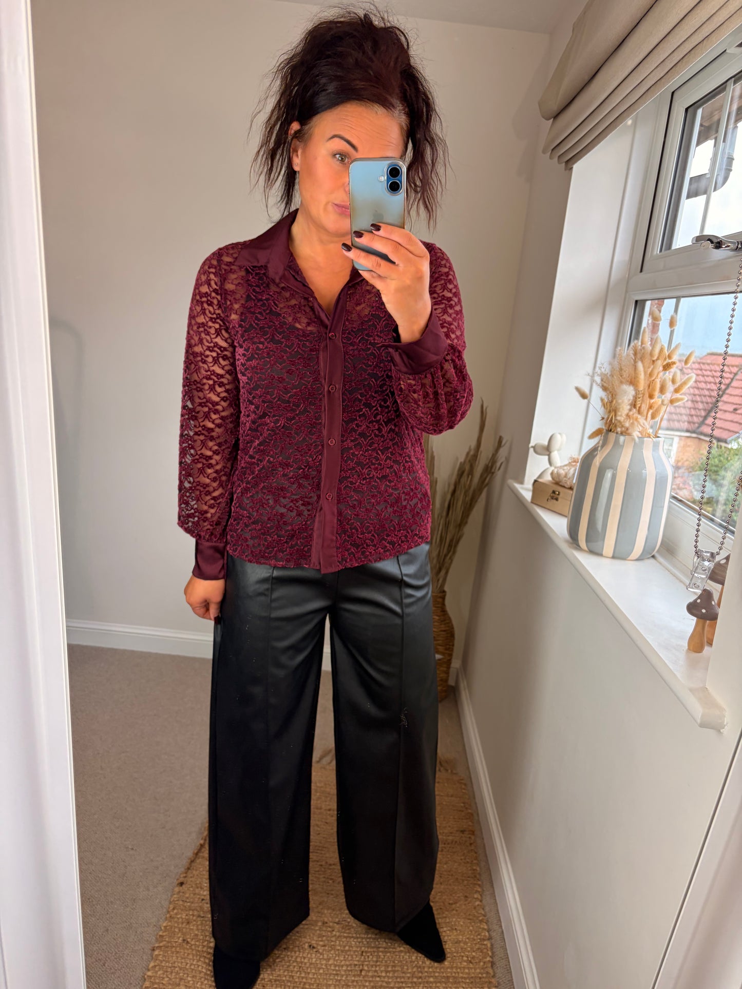 Lace Shirt - Wine